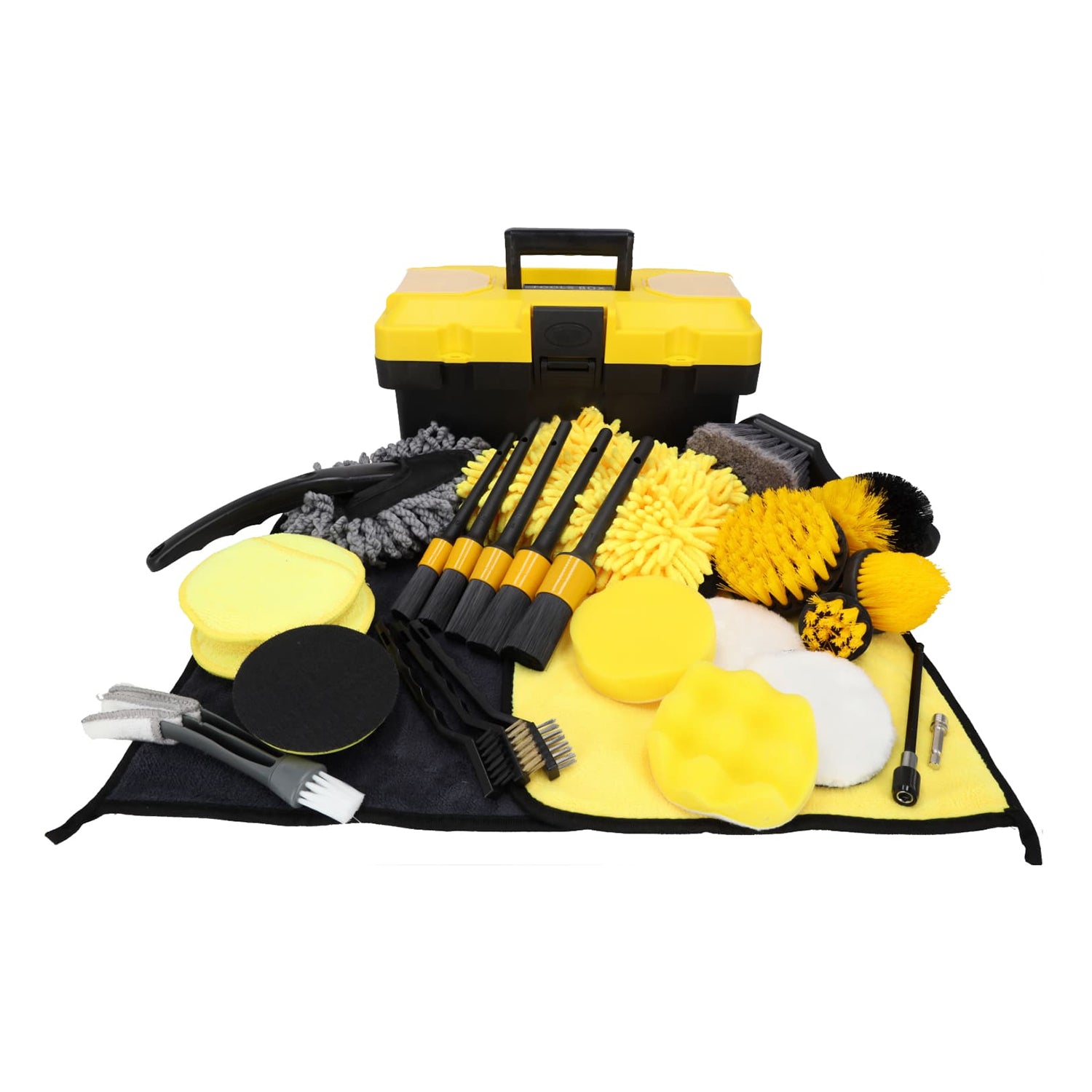 Професионален комплект за детайлно почистване на автомобили – 27 части, четки, гъби, кърпи – RESSER