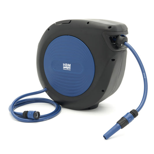 Макара с маркуч за вода 30 м със стенна скоба, с автоматична система за заключване и навиване HBM