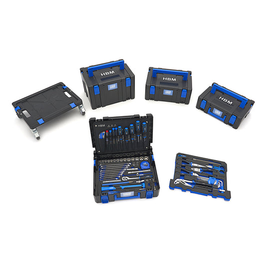 Комплект кутии за инструменти и платформа с колелца HBM, 105 части