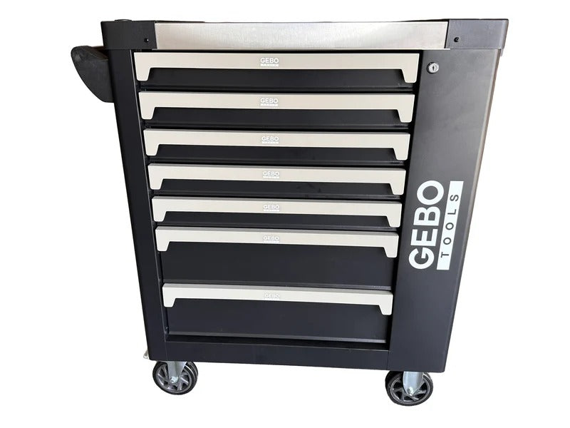 Професионален шкаф с инструменти с 7 чекмеджета, 7 карбонови модула и 262 части GEBO TOOLS