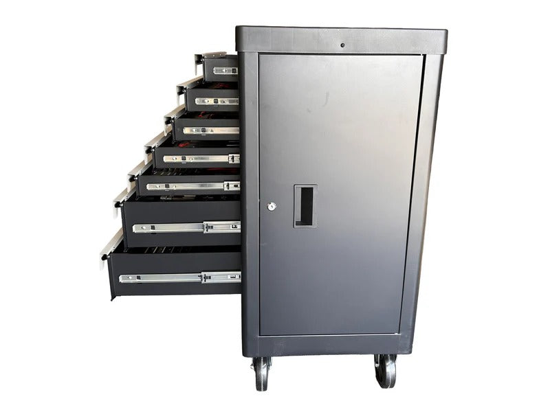 Професионален шкаф с инструменти с 7 чекмеджета, 7 карбонови модула и 262 части GEBO TOOLS