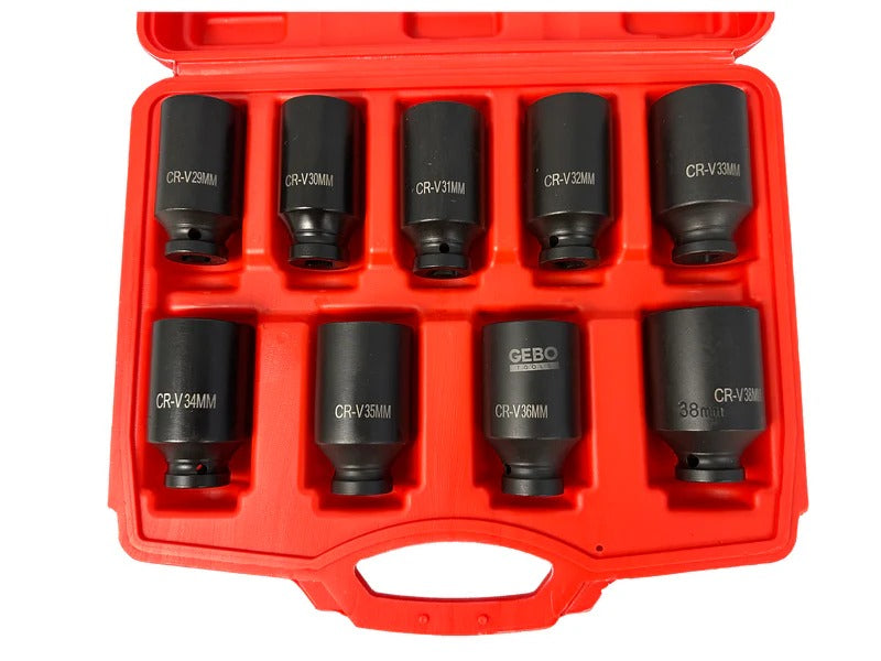 Комплект ударни вложки 1/2" за планетарни, 9 броя, 29-38 мм GEBO TOOLS