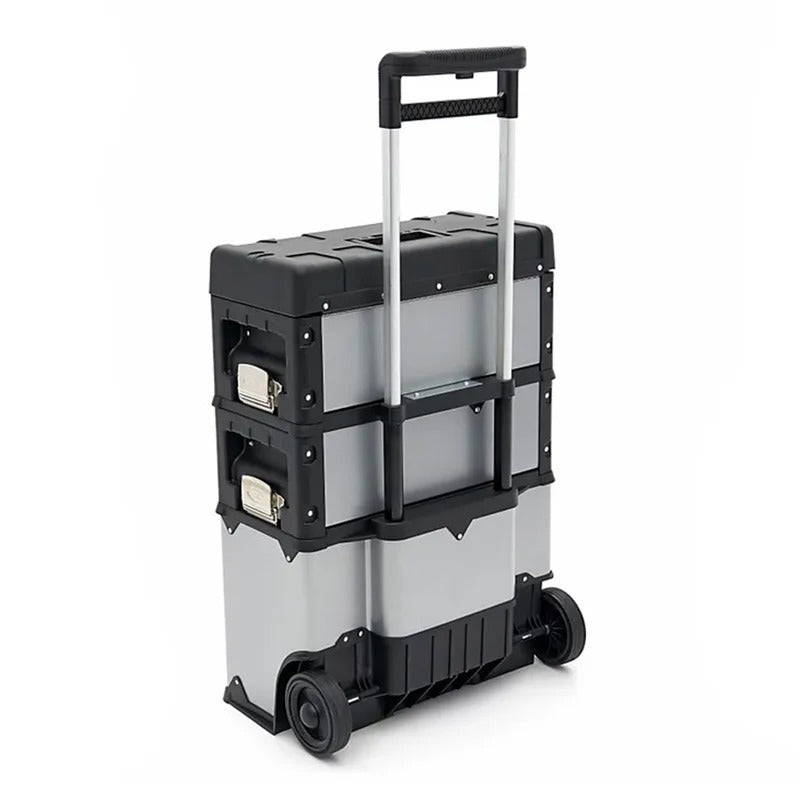 Комплект 3 модулни кутии за инструменти – с колелца и телескопична дръжка – HBM