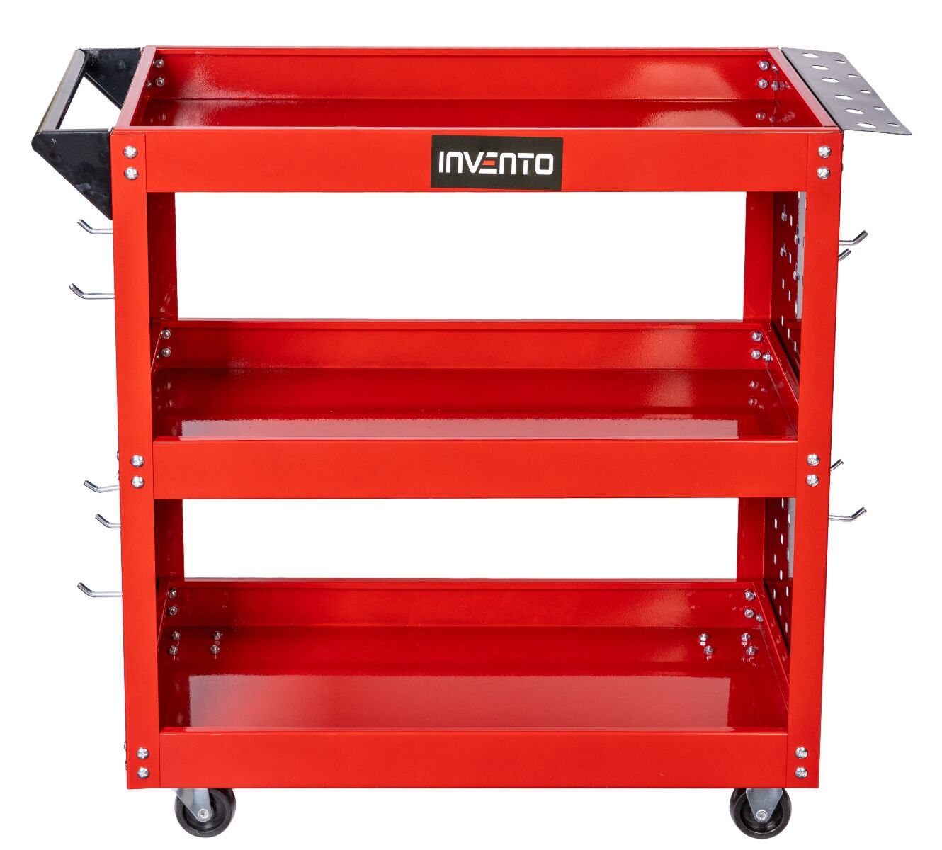 Мобилна количка с 3 рафта, държач за отвертки и панел с куки INVENTO