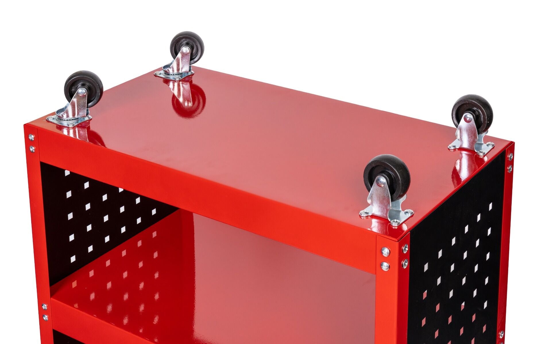 Мобилна количка с 3 рафта, държач за отвертки и панел с куки INVENTO