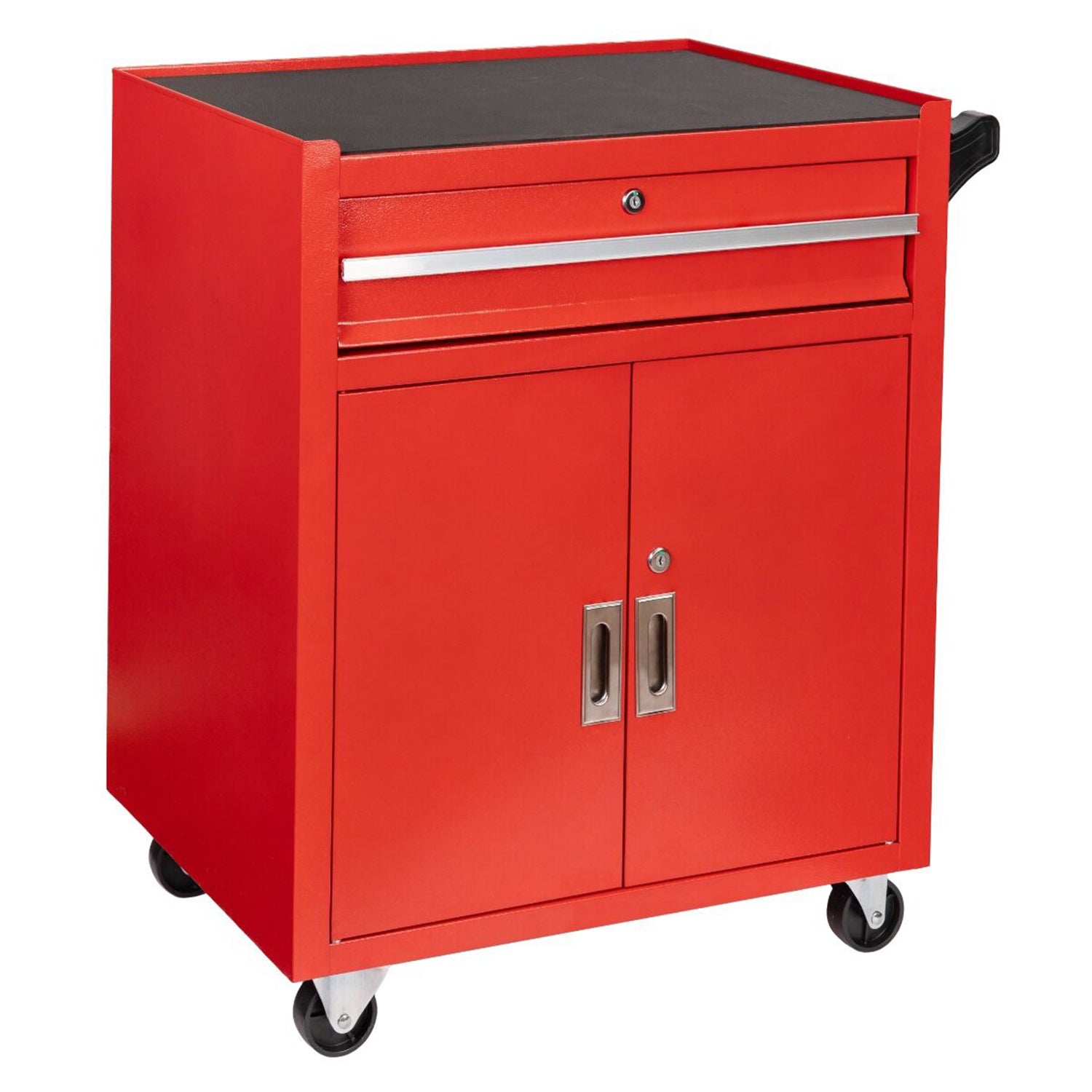 Метален шкаф за инструменти, необорудван, червен, колелца и дръжка - Premium, 73 х 63 х 40 см INVENTO