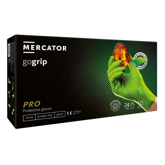 Нитрилни ръкавици PREMIUM MERCATOR GOGRIP PRO зелени, 3D размер M 50 бр.