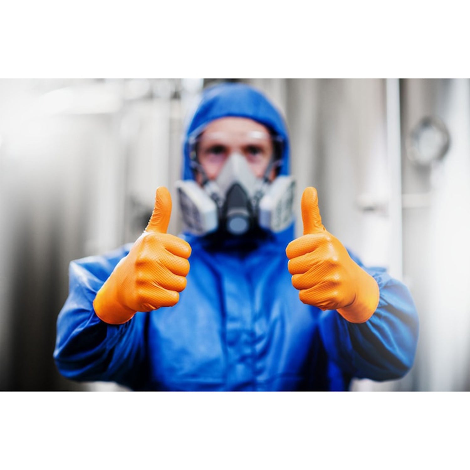 Премиум нитрилни ръкавици MERCATOR GOGRIP ONE BY ONE оранжеви, размер М, комплект 100 бр.