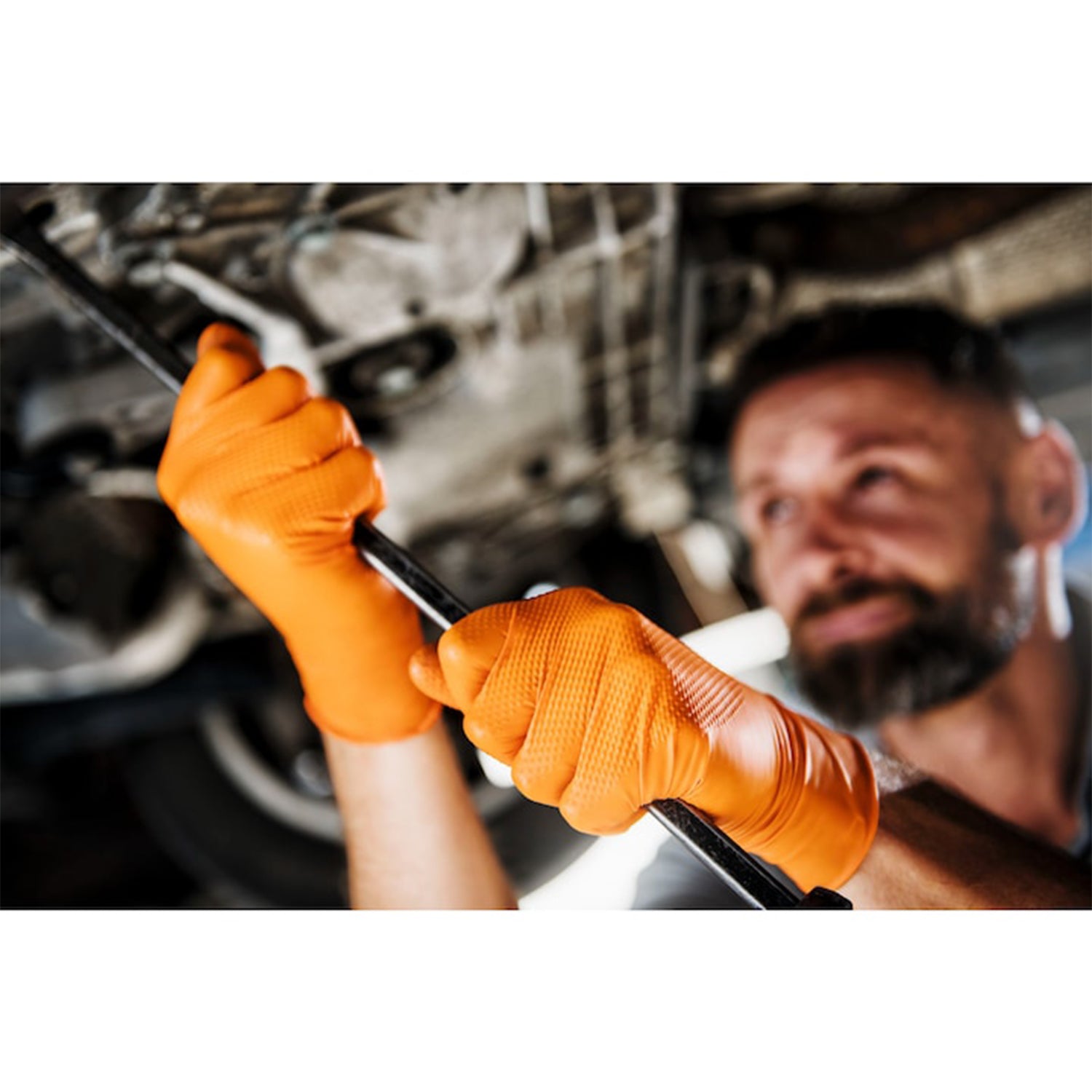 Премиум нитрилни ръкавици MERCATOR GOGRIP ONE BY ONE оранжеви, размер М, комплект 100 бр.