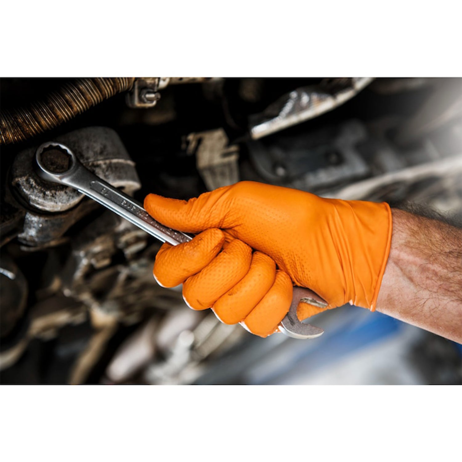 Премиум нитрилни ръкавици MERCATOR GOGRIP ONE BY ONE оранжеви, размер М, комплект 100 бр.