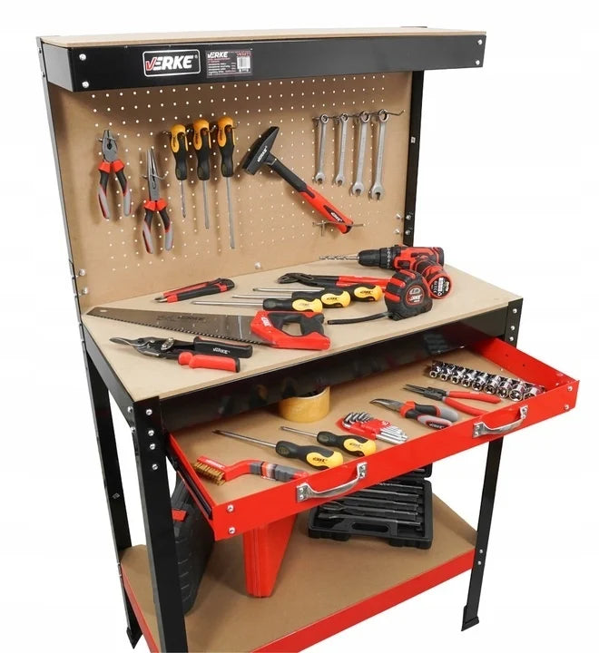 Работен плот с панел и чекмедже 80 x 40 x 140 см - VERKE